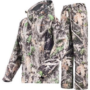 Men's Camouflage 100% Waterproof 2 Zipped Hand Pockets Breathable Rain Suit